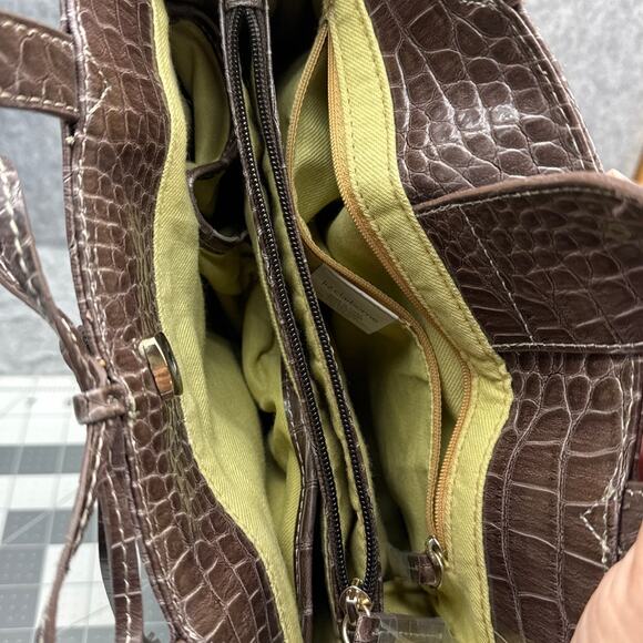 Liz Claiborne Vintage Brown Woven Straw Floral Embroidery Satchel Purse Bag - Picture 8 of 10